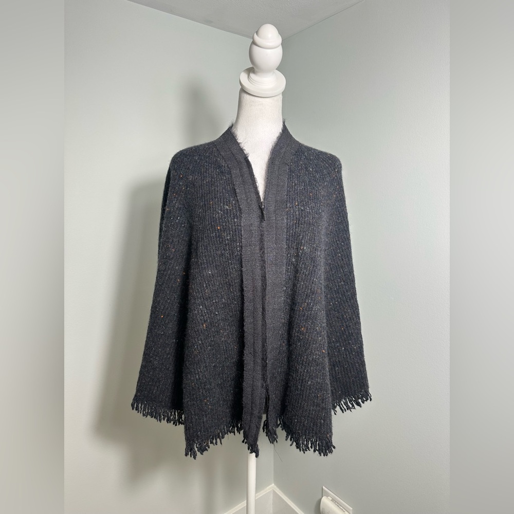 Lamberto Losani Cashmere Wool Italy Poncho Zip Up  Cape
